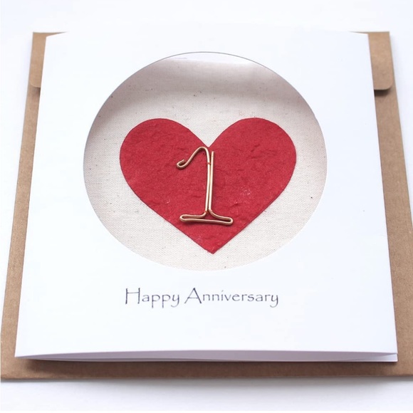 Handmade 1st First Year Wedding Anniversary Card For Her or Him NWT - Picture 4 of 4